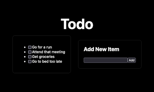 An example Next application with a todo list An example Next application with a todo list