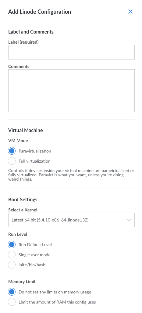 Selecting the configuration profile Selecting the configuration profile